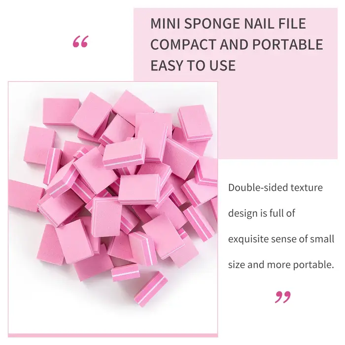 50pcs Lot de Mini limes à ongles double face blocs éponge colorée tampon à ongles bloc polissage des