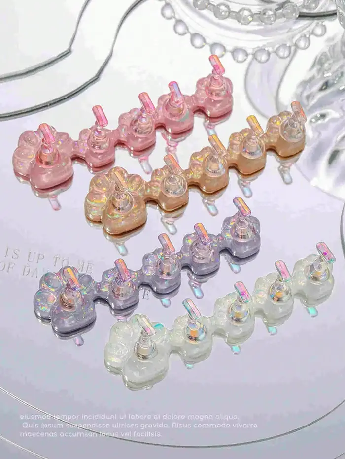 Base d'entraînement pour nail art avec support de présentation pour faux ongles holographiques effet aurore