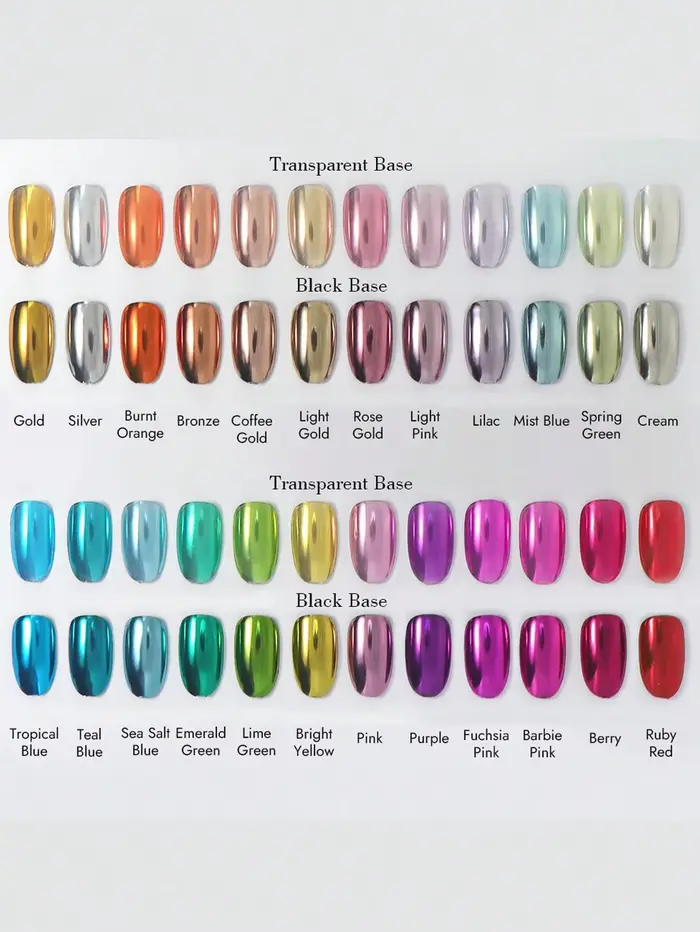 28 pièces/ensemble poudre à ongles chromée miroir magique/décoration à paillettes scintillantes/plaq