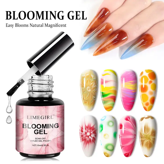 LIMEGIRL 15ML Gel floraison des ongles UV trempage propagation fleur de marbre effet d'épandage fonctionnel Nail Art