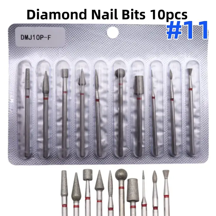 Ensemble de 10 embouts de perceuse à ongles en diamant pour manucure russe – Préparation des cuticules