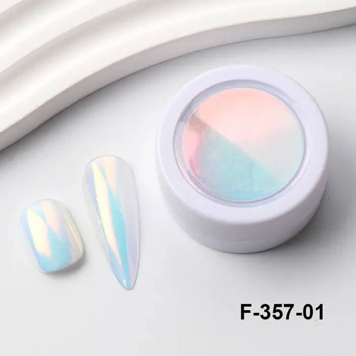 1/2 pièces Poudre à ongles rose effet aurore chromée