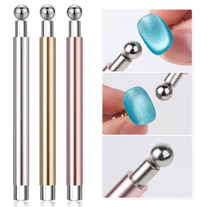 Boule magnétique œil de chat avec bâton magnétique pour ongles, ensemble d'outils, stylo magnétique