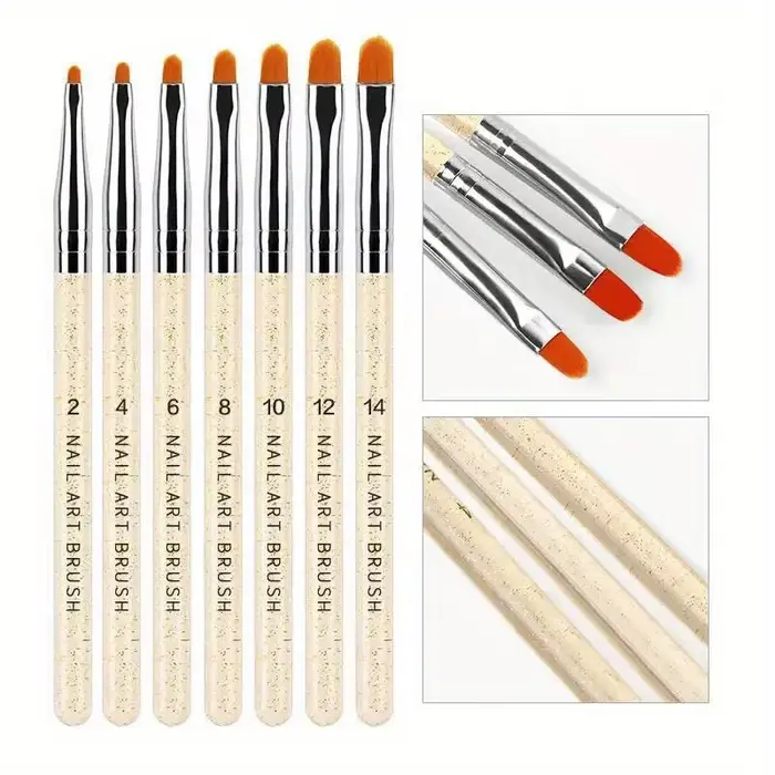 7 pièces/ensemble Nylon cheveux UV Gel acrylique Nail Art constructeur brosse stylo stylos à dessin pour la conception des ongles fournitures pour les professionnels