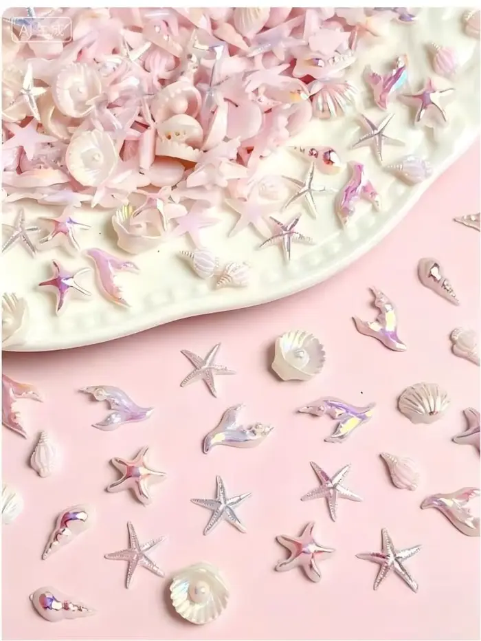Décorations d'ongles sirène mixtes 3D