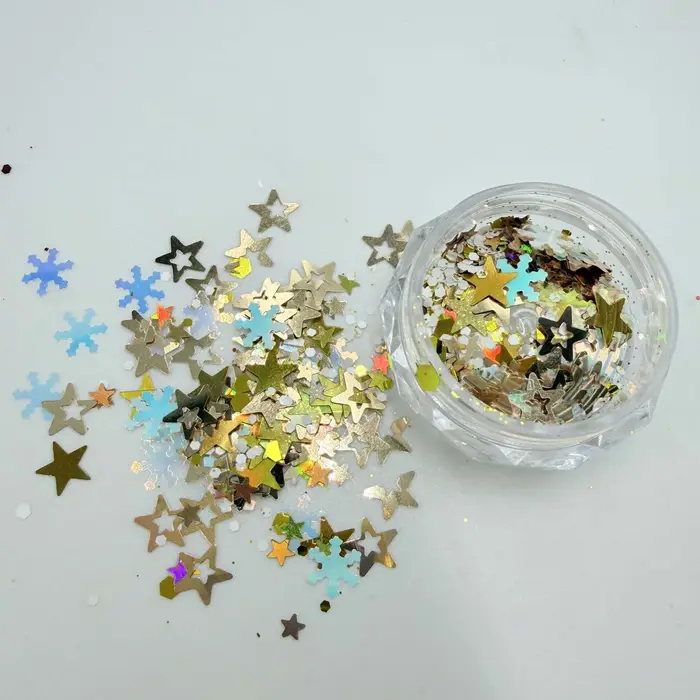 Décorations de Noël pour ongles : paillettes scintillantes, breloques, flocons de neige, étoiles, arbres, confettis, paillettes holographiques, flocons pour décoration d'ongles de Noël.