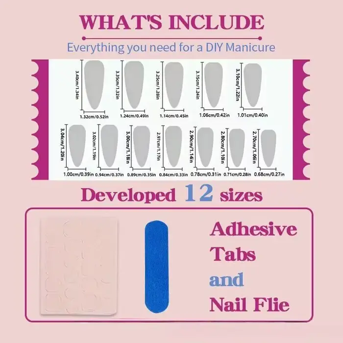 24 faux ongles, motif floral abstrait en forme de cœur orné de strass
