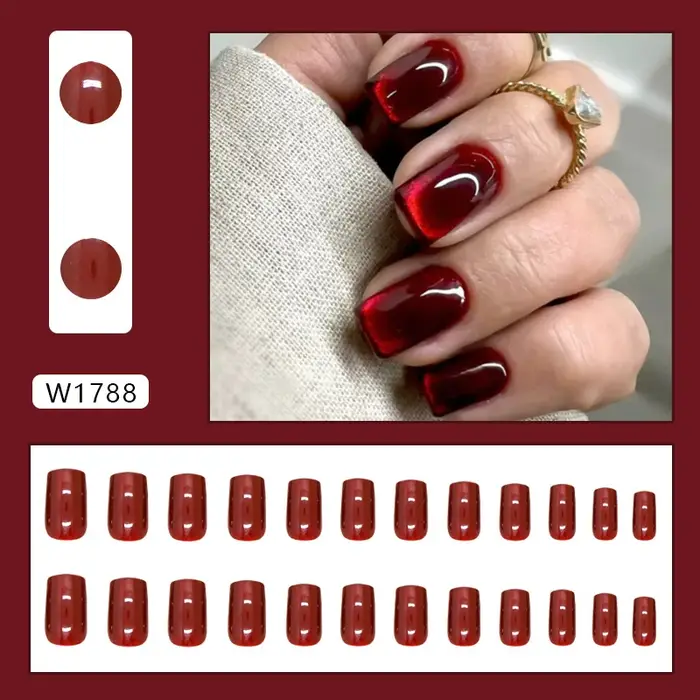 Fleur de Caramel 24 pièces presse sur ongles rose dégradé faux