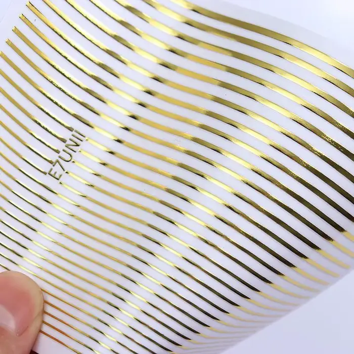 Blanc noir ligne française ongles autocollants rayure 3D dégradé lignes curseurs autocollants facile