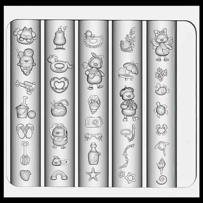Adorable moule à ongles de dessin animé de canard en Silicone 3D avec Accent d'arc pour décor de manucure à faire soi-même