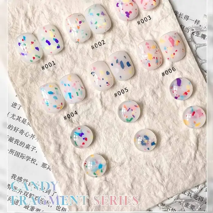 MIANEL 1-16 pièces 12ML Vernis à ongles gelée aux fragments de bonbons japonais d'été