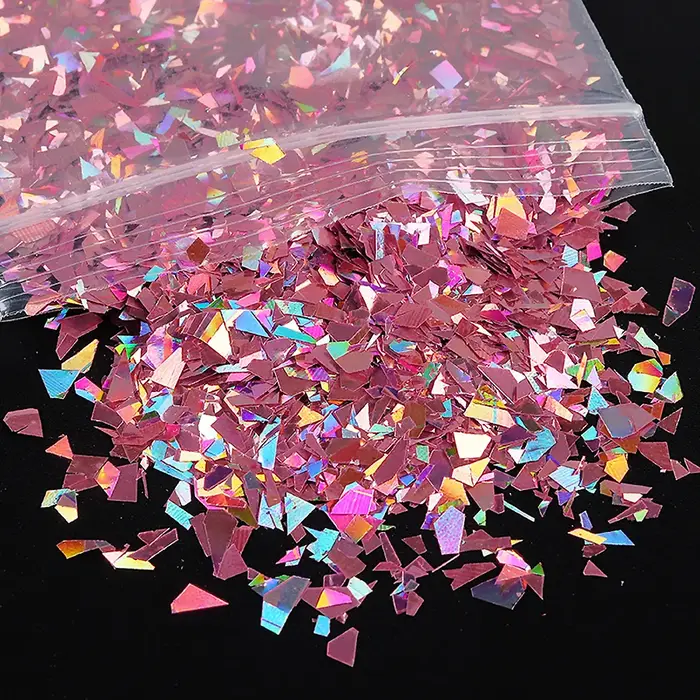 Flocons d'ongles holographiques effet sirène