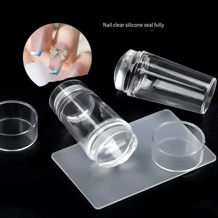 Kit de tamponnage transparent pour ongles avec racloir