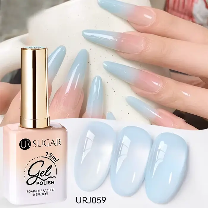 UR SUGAR 15ml verre bleu glace menthe gelée Gel vernis à ongles printemps été Semi Transparent Nail 