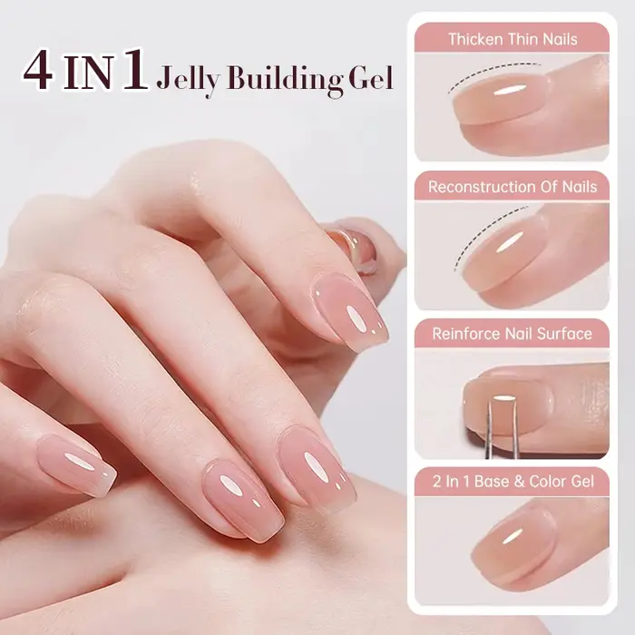 UR SUGAR Gel de construction en gelée 15ml, couleur nude blanc laiteux, pour construction et renforcement des ongles naturels, vernis à ongles LED UV à retirer par trempage
