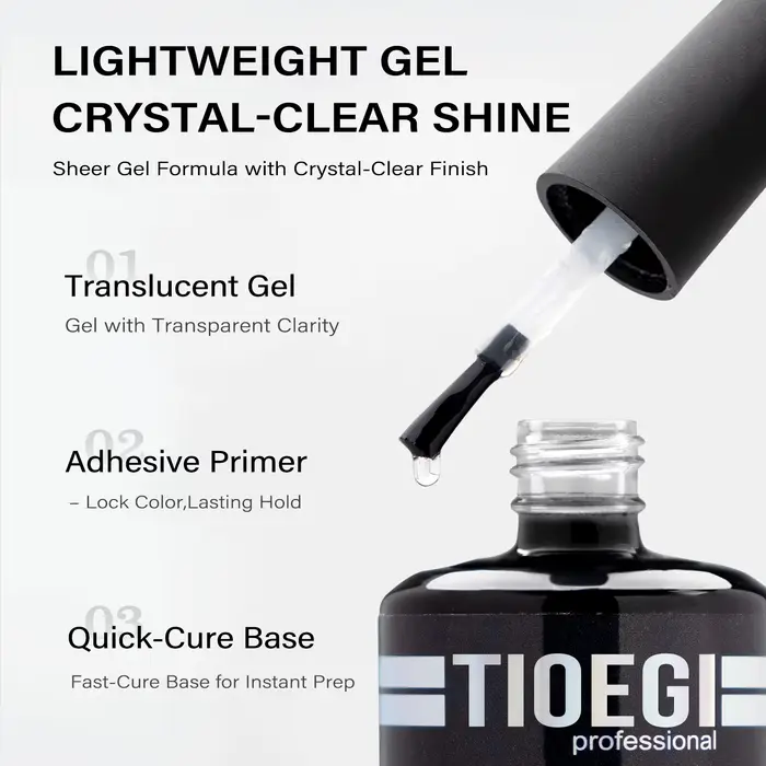 TIOEGI 35ML Gel de base en caoutchouc grande capacité avec pinceau