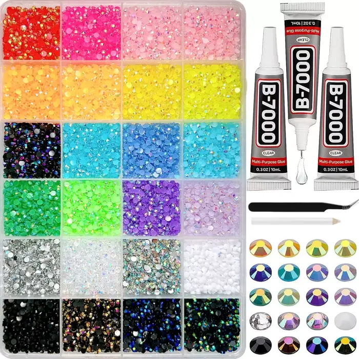 1 boîte de strass en résine demi-rond brillant minimaliste, breloques pour Nail Art, Mini strass col