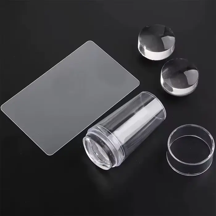 Kit de tamponnage transparent pour ongles avec racloir, 2 pièces, tampon en silicone pour impression