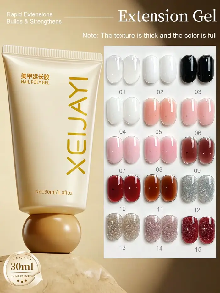 XEIJAYI 30ml Gel de construction solide 18 couleurs au choix pour le renforcement et le modelage