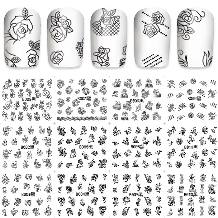 Décalcomanies à l'eau pour ongles, 12 modèles, texte russe, lèvres et doigts Sexy, curseur de transf