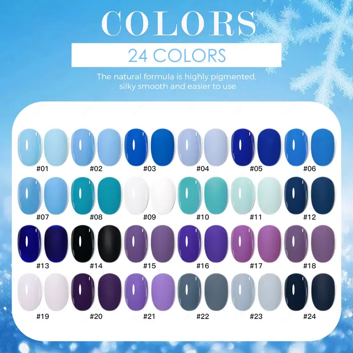 Eleanos bleu Royal hiver 24 pièces Gel vernis à ongles ensemble avec tableau d'affichage semi-permanent
