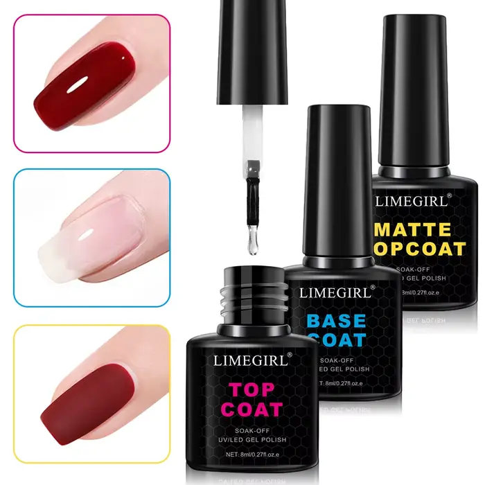 LIMEGIRL 8ml imbiber la couche de Base supérieure mate pour ongles vernis Gel UV Semi Permanent fonc