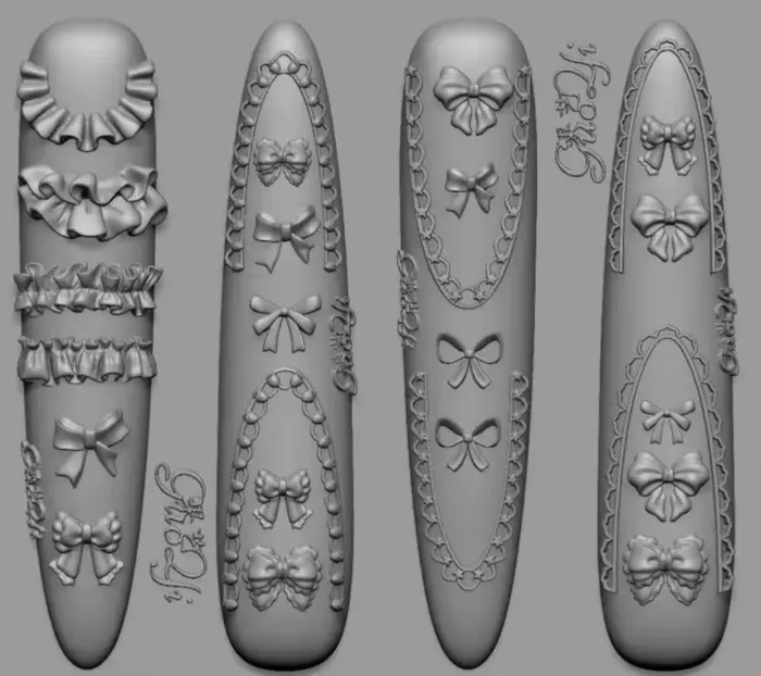 Moule à ongles dessin animé fruits cochon, sculpture 3D, modèle en Silicone, outils de décoration de