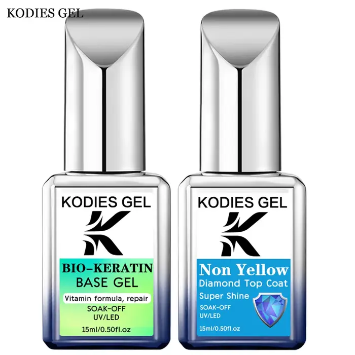 KODIES GEL kératine caoutchouc Base manteau couche de finition Non jaune UV Gel vernis à ongles printemps été couleur