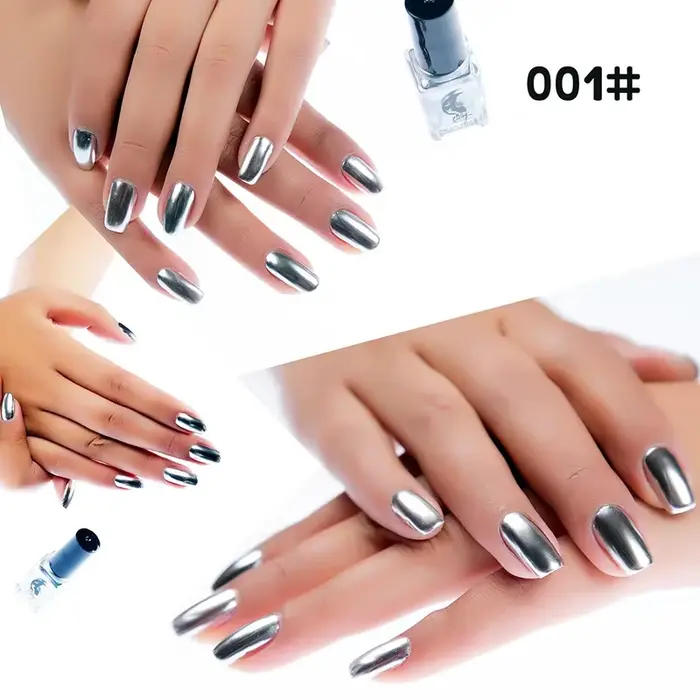 Verhéritage à ongles couleur métal semi-continu, gel miroir, couche de finition de base, gel UV, ver