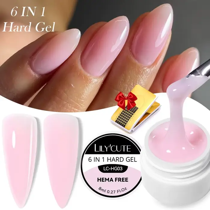 LILYCUTE 8ml rose Nude Extension vernis à ongles Gel acrylique construire Gel dur tremper UV LED Gel auto-nivelant pour Nail Art bricolage