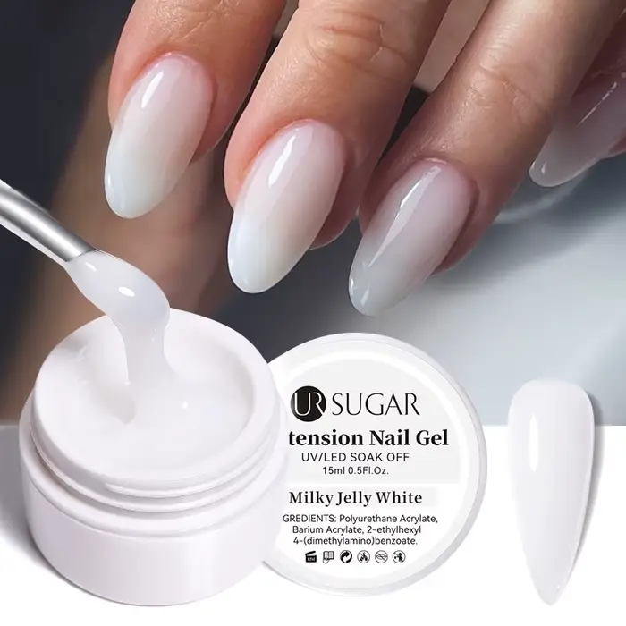 UR SUGAR 15ml Extension ongles Gel gelée rose blanc clair dur Gel