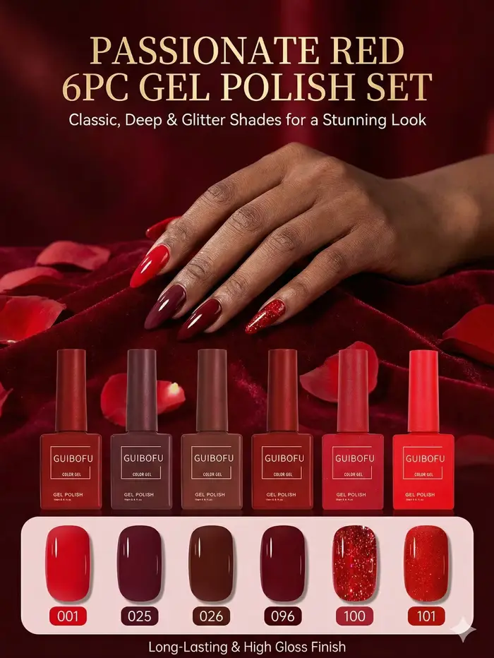 Lot de 6 vernis à ongles gel UV LED 15ml