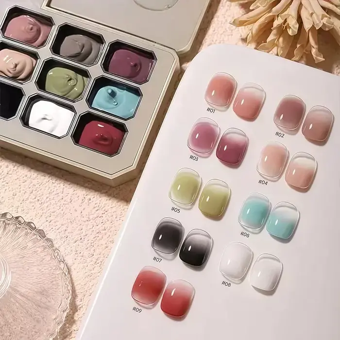 Vernis à ongles gel 9 couleurs dégradées haute saturation 2026