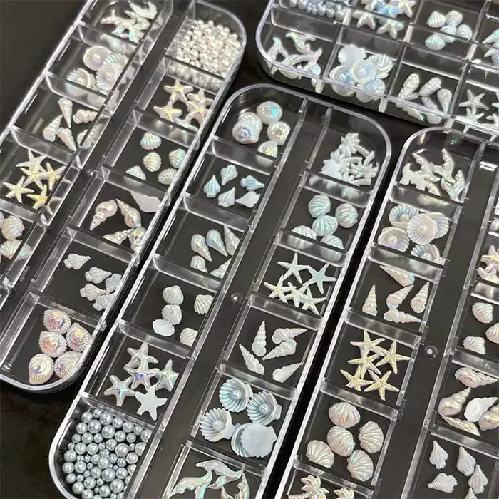 12 Grilles de Breloques Mixtes pour Ongles Style Océan