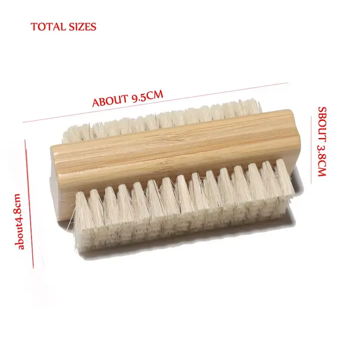 Brosse à Ongles Double Face avec Manche en Bois pour Manucure et Pédicure