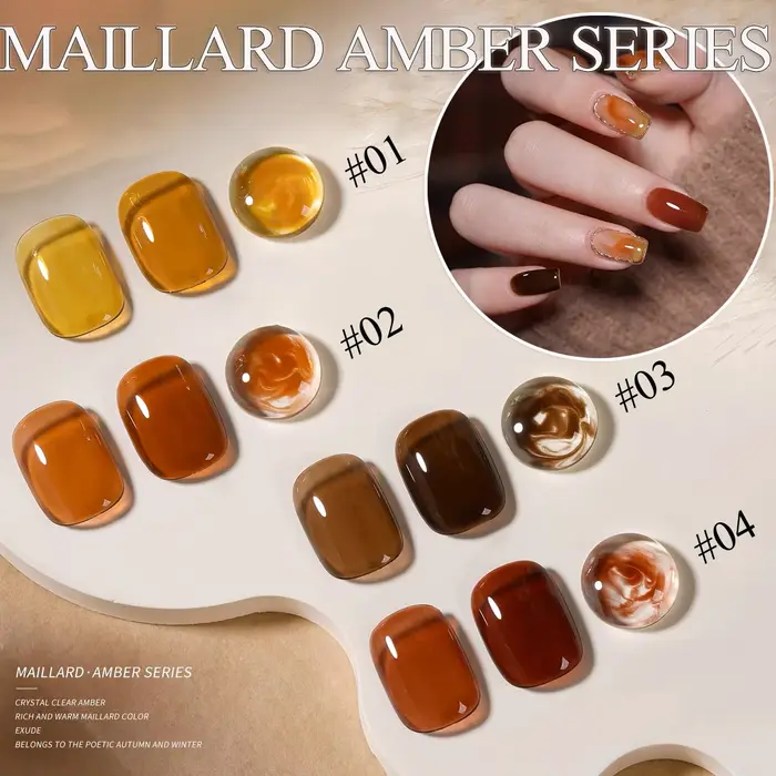 MIANEL 10ML Vernis à ongles gel ambre effet coquille Maillard automne pour ongles noirs, pour nail art, fournitures pour ongles
