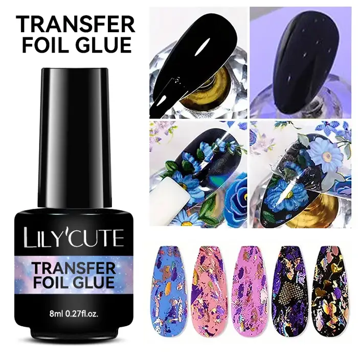 LILYCUTE 8ML feuille de transfert colle pour ongles étoilés vernis Semi-Permanant pour autocollant adhésif