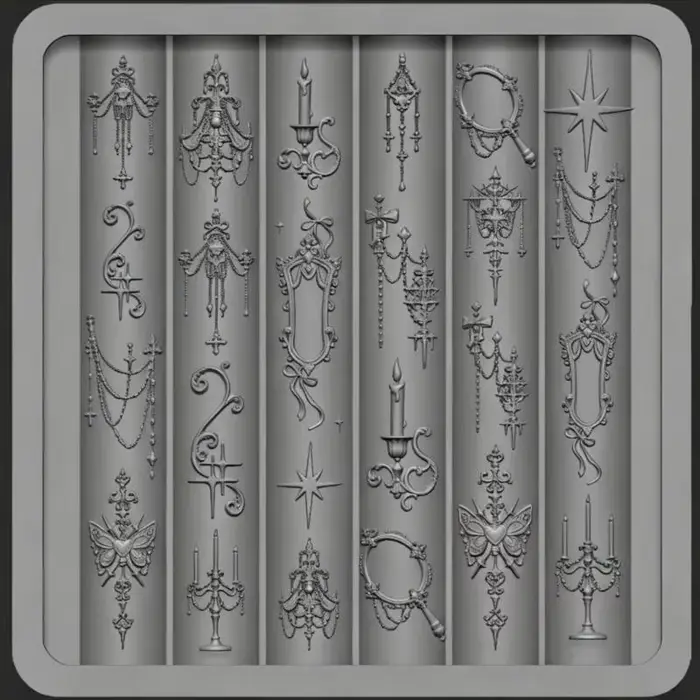 Moule en silicone pour nail art avec motifs vintage baroques