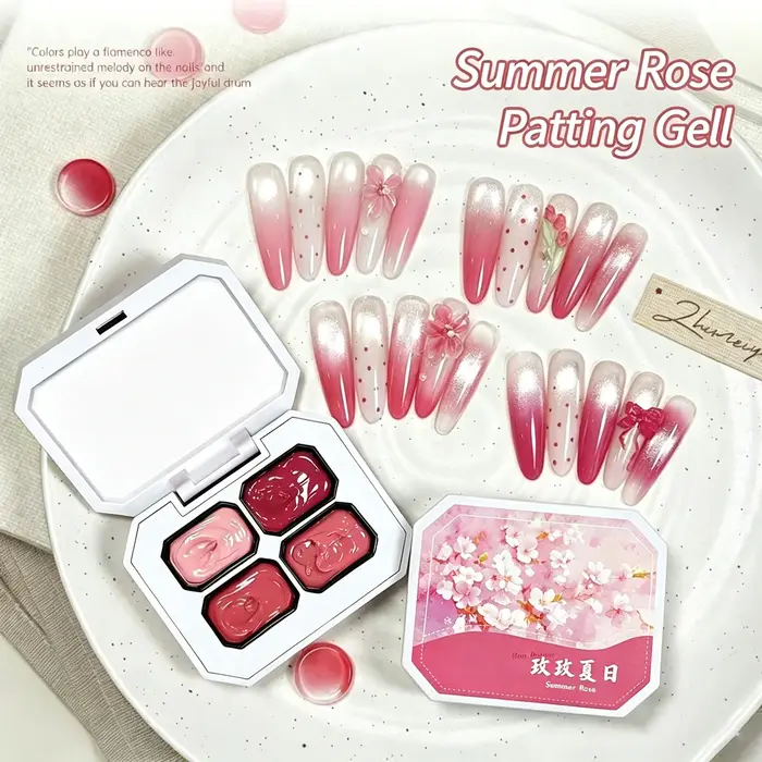 MIANEL MeiMei Summer Snap Gel 2026 Nouveau Gel à Ongles Rose Rouge Peint à la Main, Quatre Grilles, Sans Rinçage, Haute Saturation, Facile à Estomper