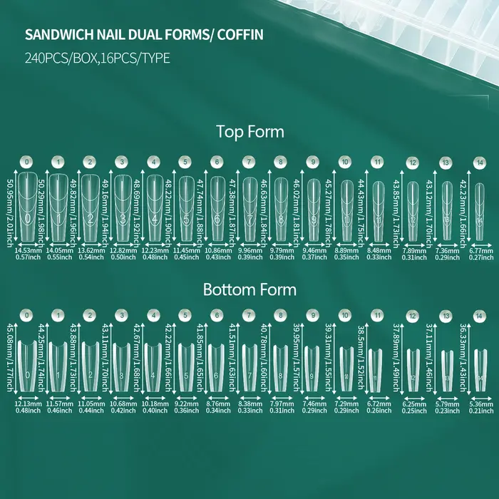 Nailpop Sandwich ongles double formes 240 pièces 15