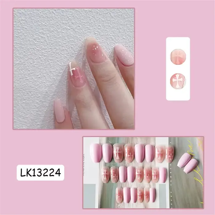 Faux ongles adhésifs faits à la main, simple, frais, petite fleur, art de l'onglerie, perfectif, pre