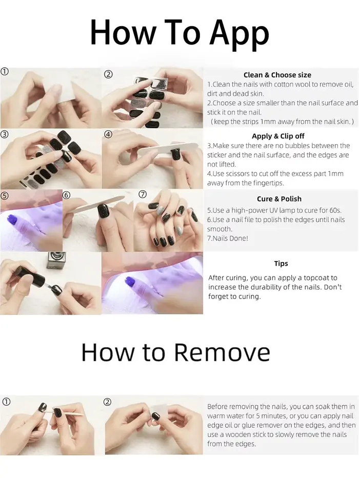 Bandes pour ongles en gel semi-durci | Autocollants