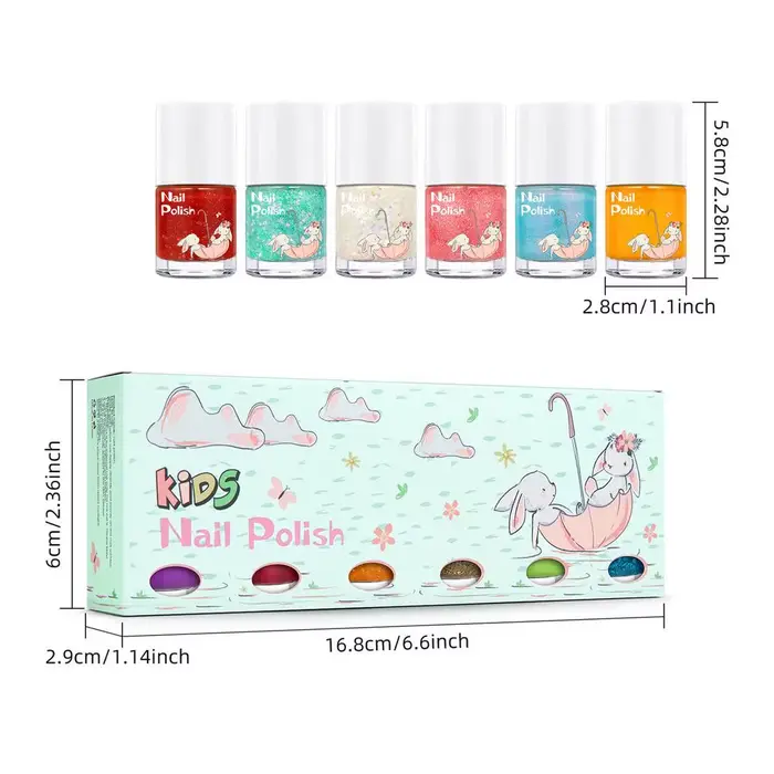 Vernis à ongles en gel pelable 6 couleurs, autocollant non toxique, séchage rapide, paillettes, vern