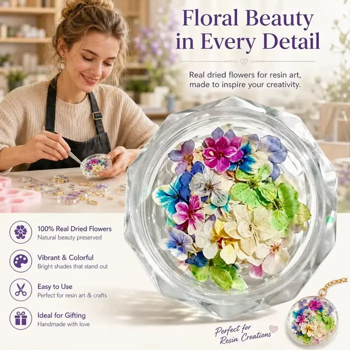Décoration d'ongles en fleurs séchées