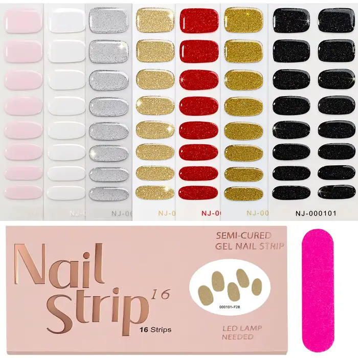 Autocollants pour ongles en Gel à paillettes rouges de noël