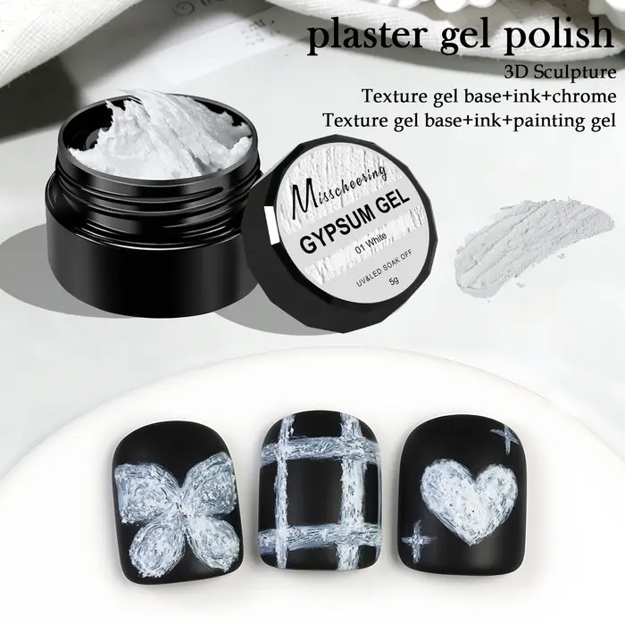 Vernis à ongles en plastique, peinture gypse solide, pour sculpture 3D, Texture de sable créative, motifs floraux, UV LED, décor artistique, 5g