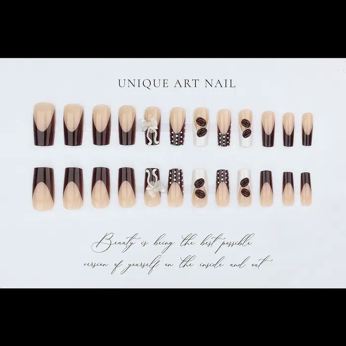 24 pièces imprimé léopard français presse sur ongles courts amande couverture complète faux