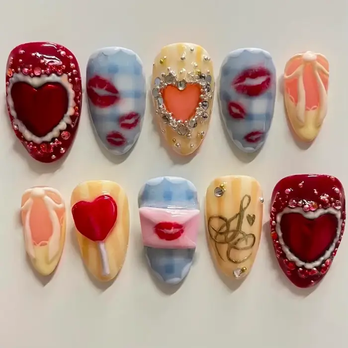24 pièces vin rouge amande faux ongles Art tache fleur conception courte presse sur ongles conseils 