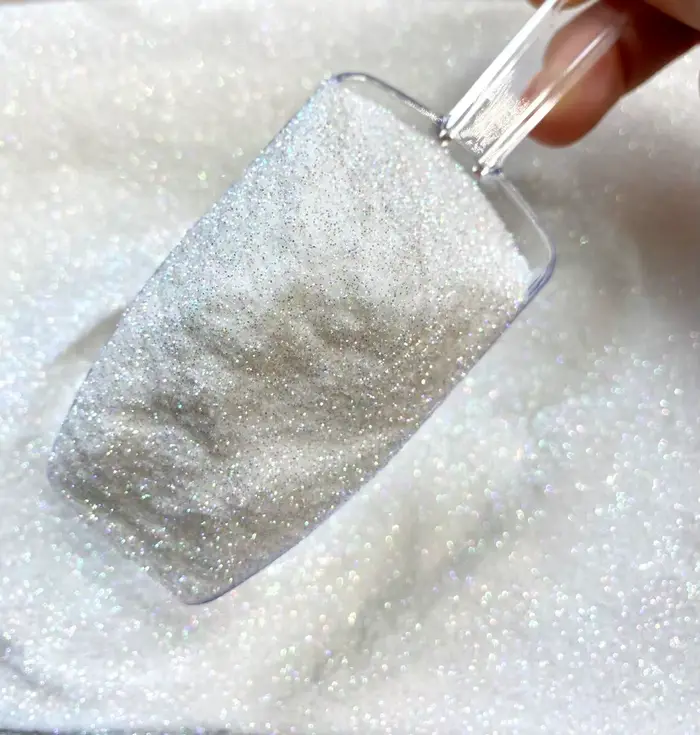 50g blanc irisé opalescent Ultra fin paillettes poussière paillettes fines holographiques Ultra fine
