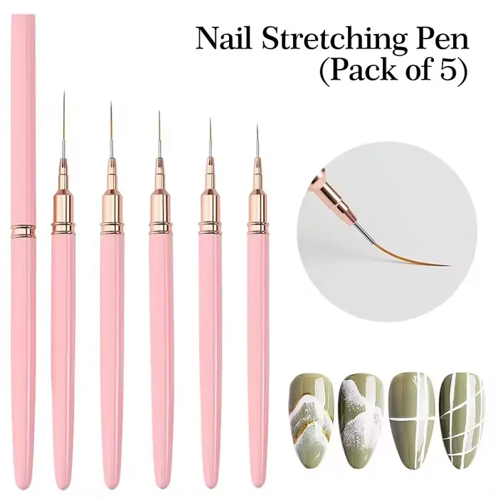 Ensemble de pinceaux pour Nail Art, 5 pièces, Kits de pinceaux pour ongles en Gel UV, ligne à rayure